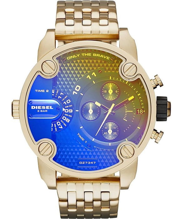 Diesel Diesel Little Daddy DZ7347  DZ7347 кварцевые мужские часы коричневый циферблат, браслет нержавеющая сталь с pvd-покрытием — вид спереди